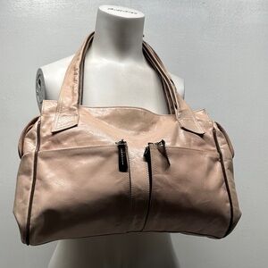 Petusco Handbag Purse Genuine Leather Hobo Shoulder Bag Large Light Pink Brown